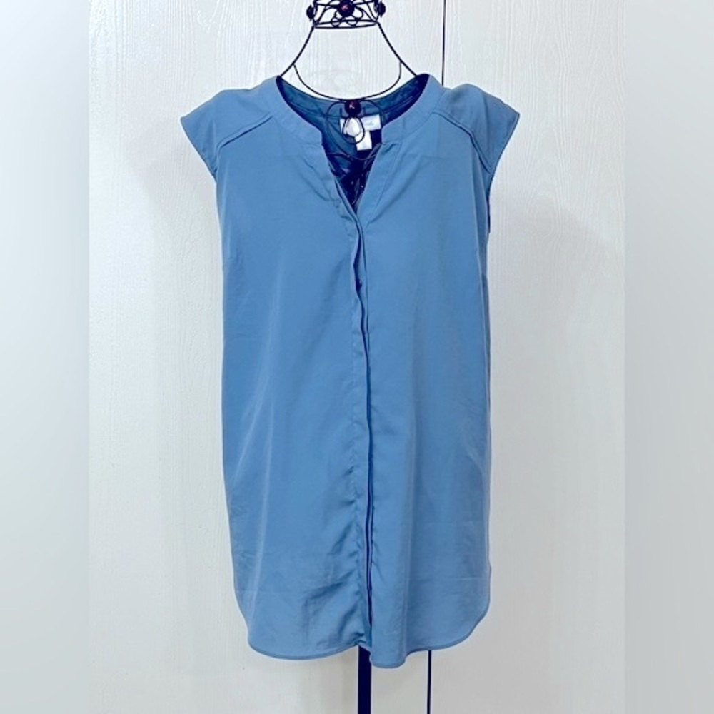 🟢 Motherhood Maternity Wedgwood Blue Sleeveless Button Down Top